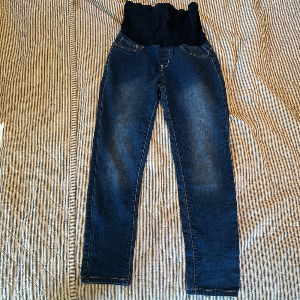 Denim Diva Maternity Skinny Jeans – Dark Wash, Over Belly Panel (Size M)